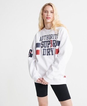 Superdry SDQB Authority Crew Neck Női Pulóver Fehér | KFYOI6974